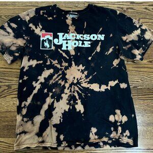 Jackson Hole Ski Mountain Resort M Reverse Tie Dye Bleach Short Sleeve T-Shirt
